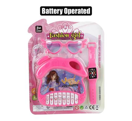 Musical piano b/o, sunglass & watch set