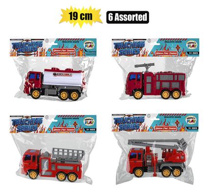 Vehicle friction fire truck asstd 19cm