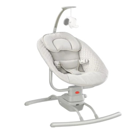 2-in-1 Backrest Gray Baby Swing and Rocking Chair with Remote Control