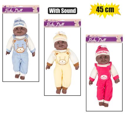 Doll baby asstd w/sound 45cm