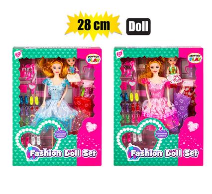 Doll fashion 28cm w/child & accessories