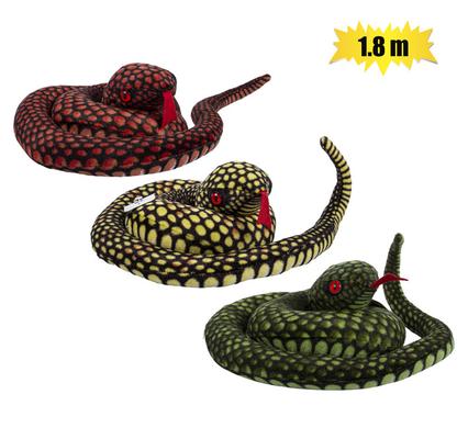 Plush snake asstd 1.8m
