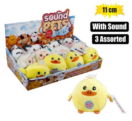 Plush animal farm balls with sound 11cm
