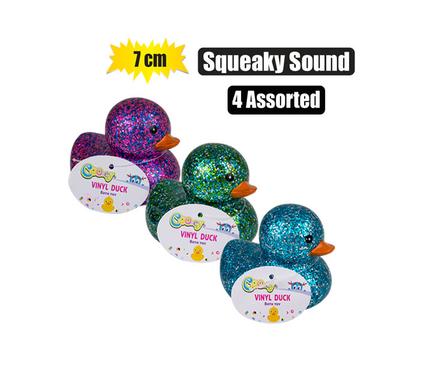 Baby vinyl themed duck 7cm, glitter