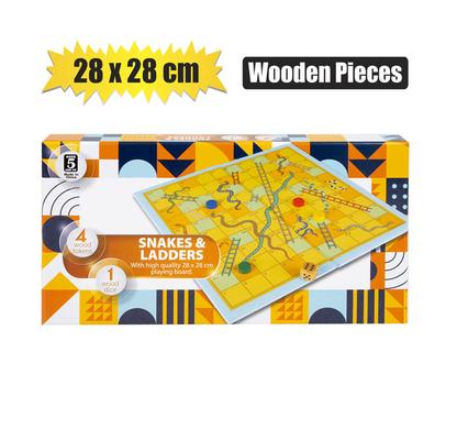 Game snakes&ladders wood pieces 28x28cm