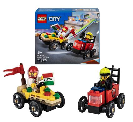 Lego 60458 pizza vs fire truck race car