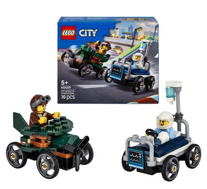 Lego 60459 airplane vs hospital bed race