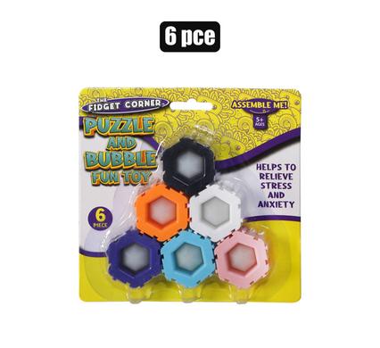 Novelty sensory bubble slide puzzle 6pc