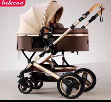 Belecoo Baby Stroller 2 in 1 Foldable Pram-Brown