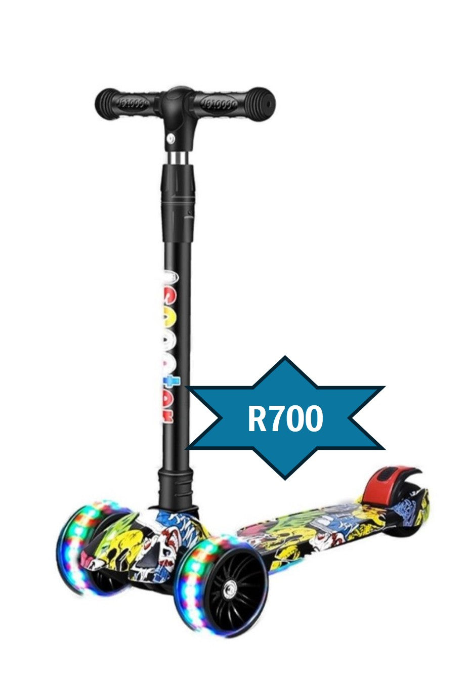 Cougar Foldable Height Adjustable Scooter with Flashing Wheels